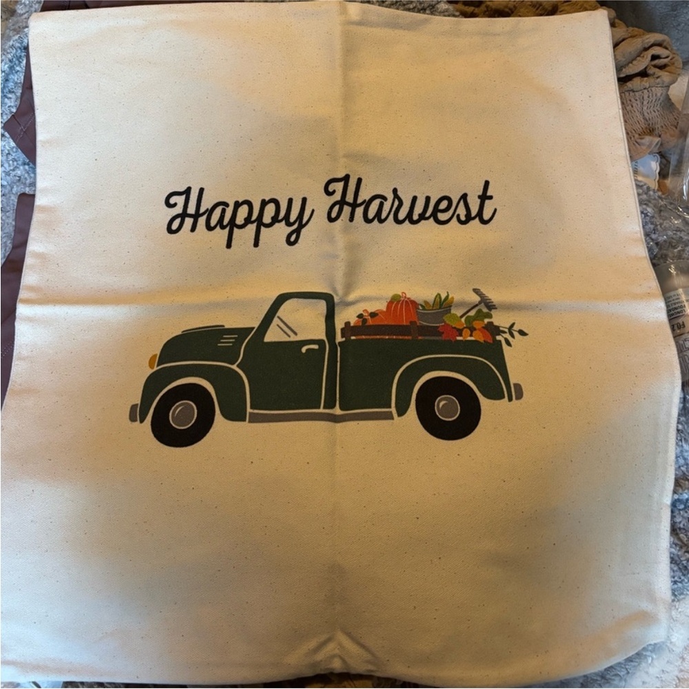 Thirty-One Harvest Pillow Cover with Green Truck - Picture 2 of 3
